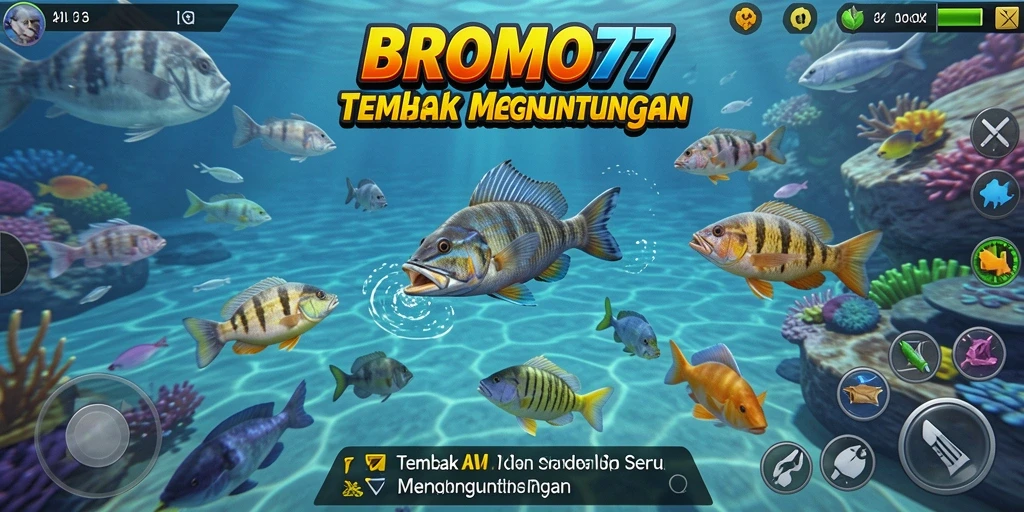 Tampilan gameplay BROMO77 dengan serunya menembak ikan.