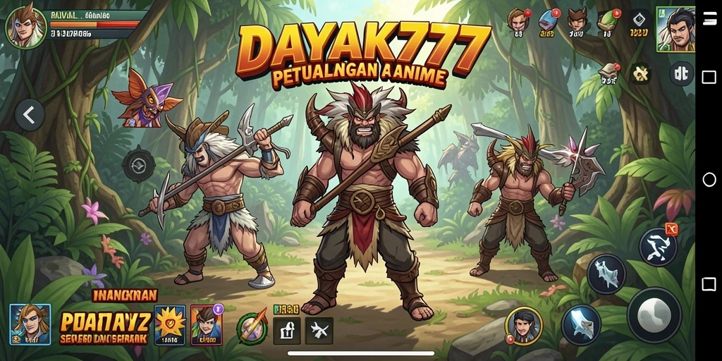 Tampilan gameplay <strong>DAYAK777</strong> yang penuh aksi dan karakter keren.