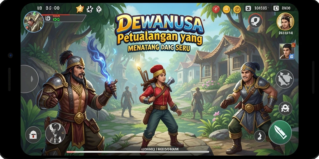 Screenshot gameplay DEWANUSA menunjukkan suasana petualangan yang mendebarkan.