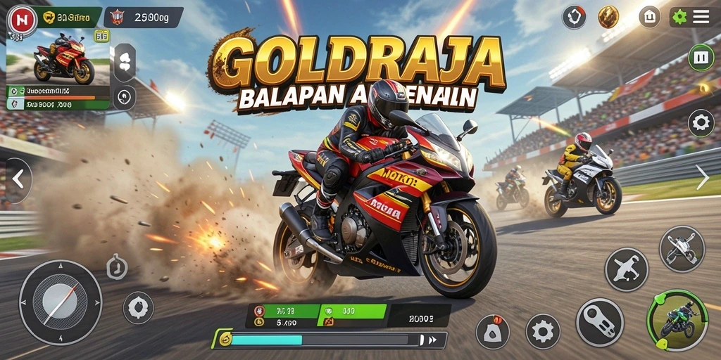 Gameplay mendebarkan dalam balapan motor yang intens.