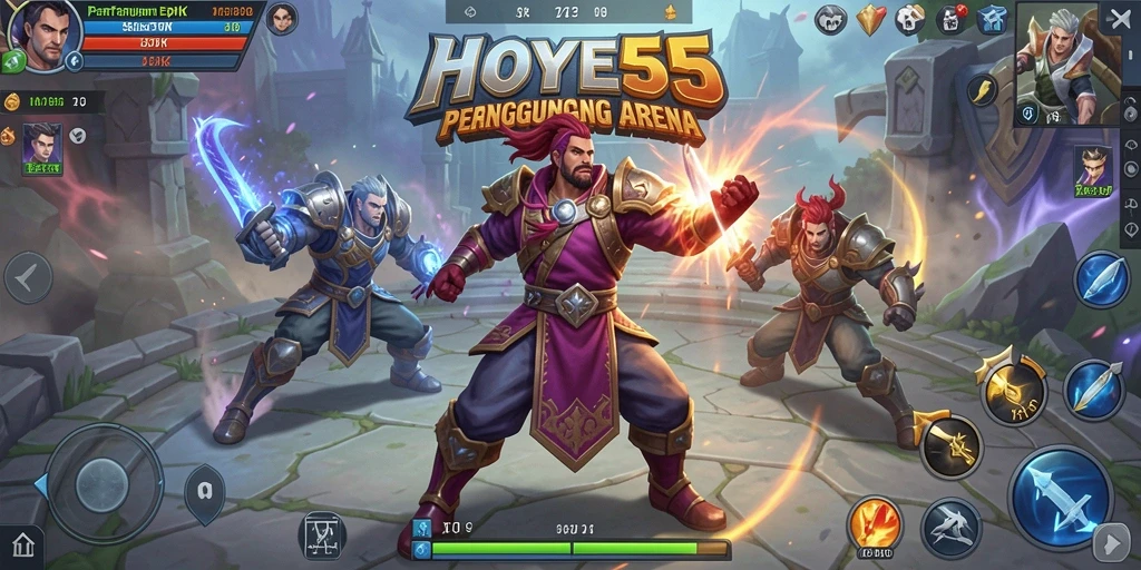 Gameplay mendebarkan di arena pertarungan HOYE55.