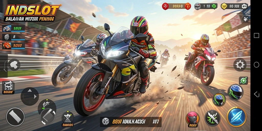 Gameplay dramatis dan seru dari balapan motor.