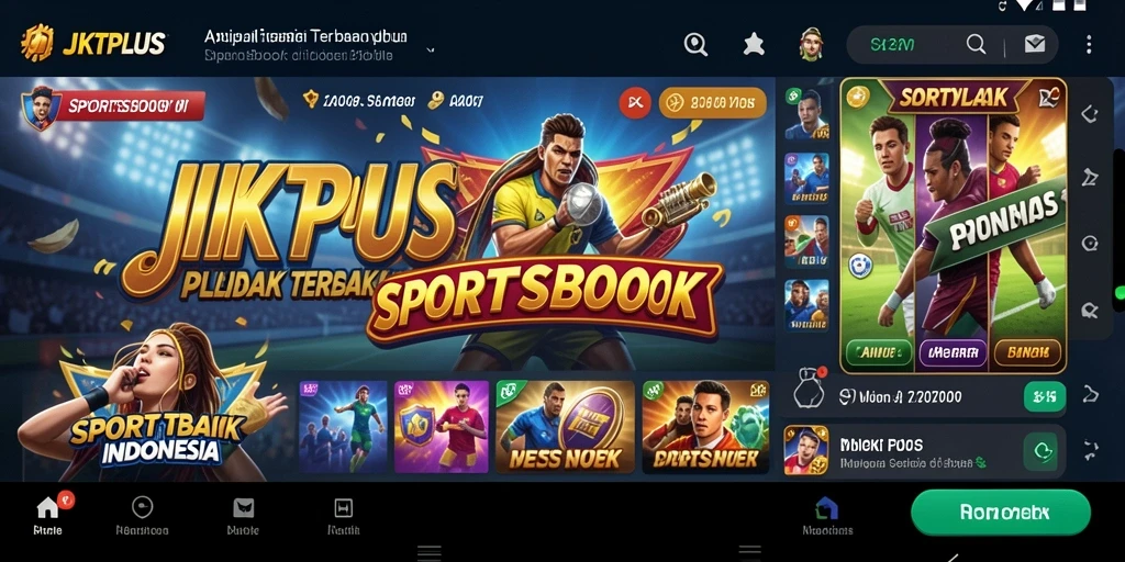 Screenshot JKTPLUS menunjukkan antarmuka aplikasi Sportsbook yang menarik dan mudah digunakan.