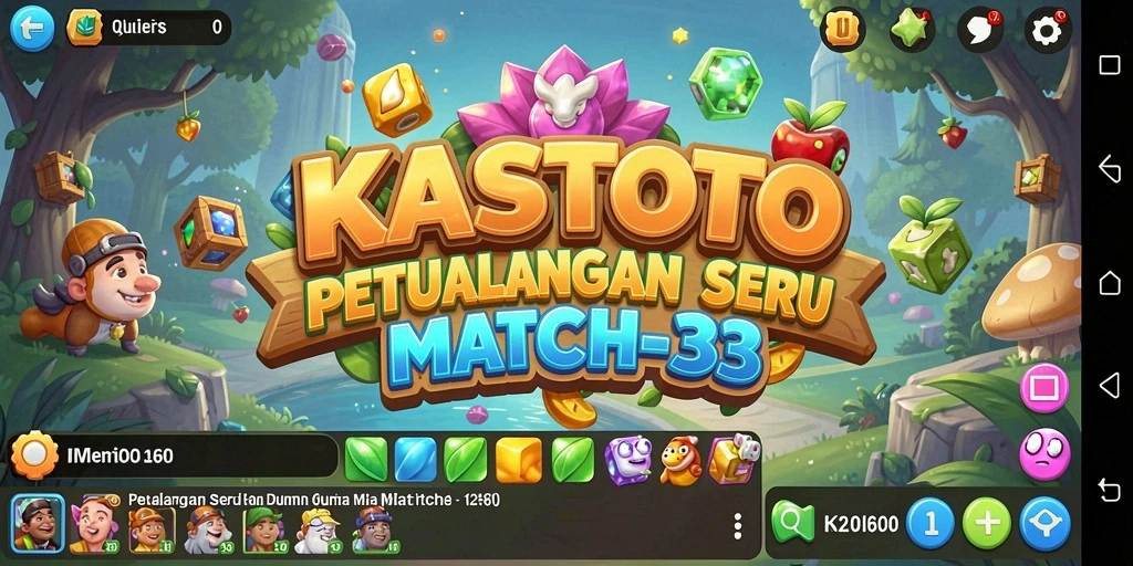 Tampilan gameplay KASTOTO yang menarik dan penuh warna di match-3.