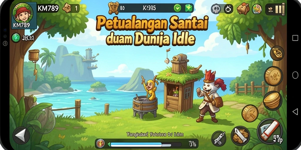 Tampilan gameplay KM789 yang menarik dalam genre Idle.