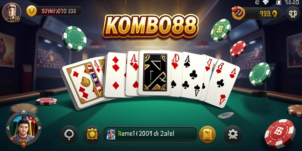 Tangkapan layar gameplay utama dari KOMBO88 yang menunjukkan keseruan bermain domino.