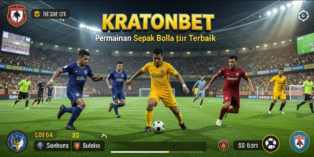 Screenshot gameplay KRATONBET menampilkan aksi menarik di lapangan sepak bola.