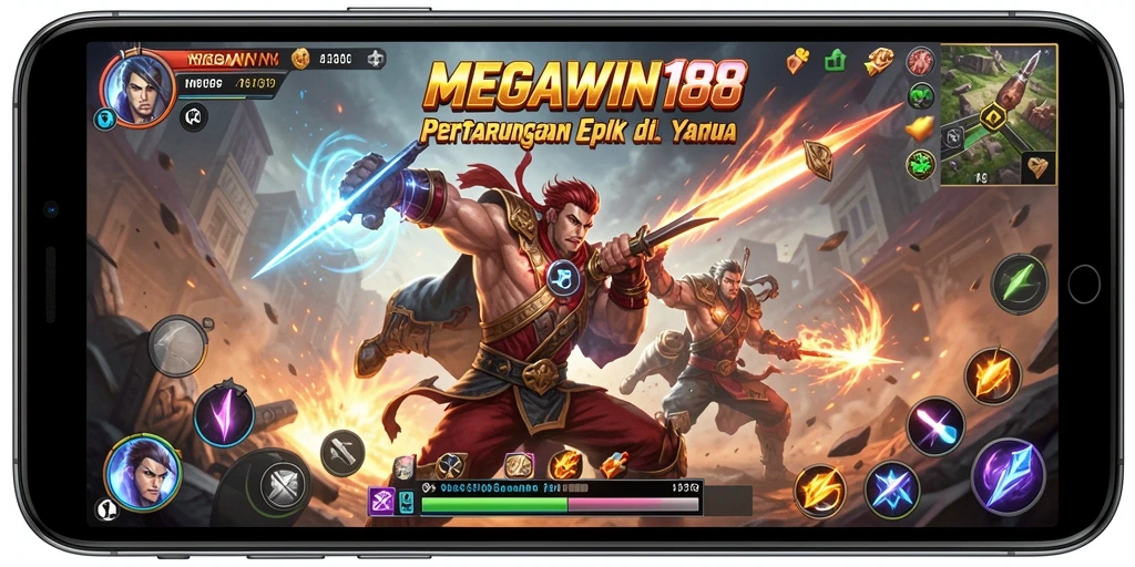 Gambar tampilan gameplay seru di <strong>MEGAWIN188</strong> dengan aksi pertarungan.