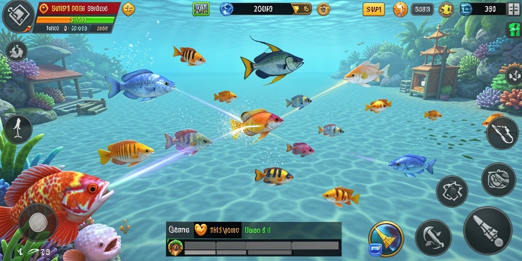Tampilan gameplay seru dan menarik dari SVIP1 saat menembak ikan.